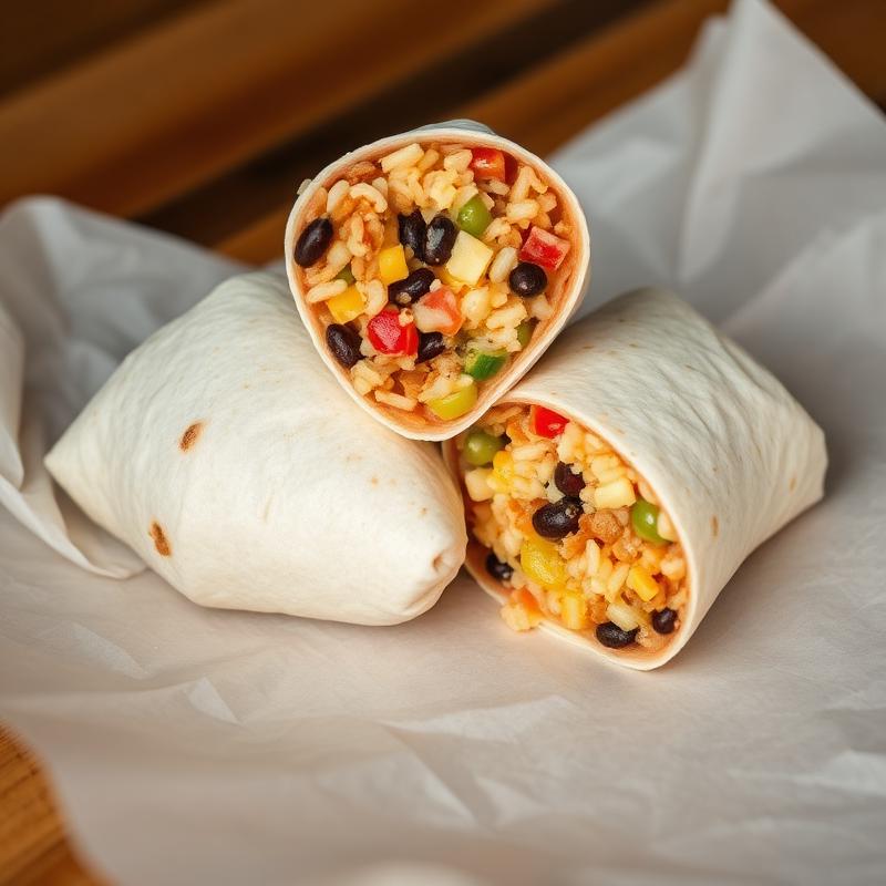 Burrito cut in half